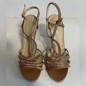 Le Chateau Pink / Rose  Gold Strappy Studded Heels